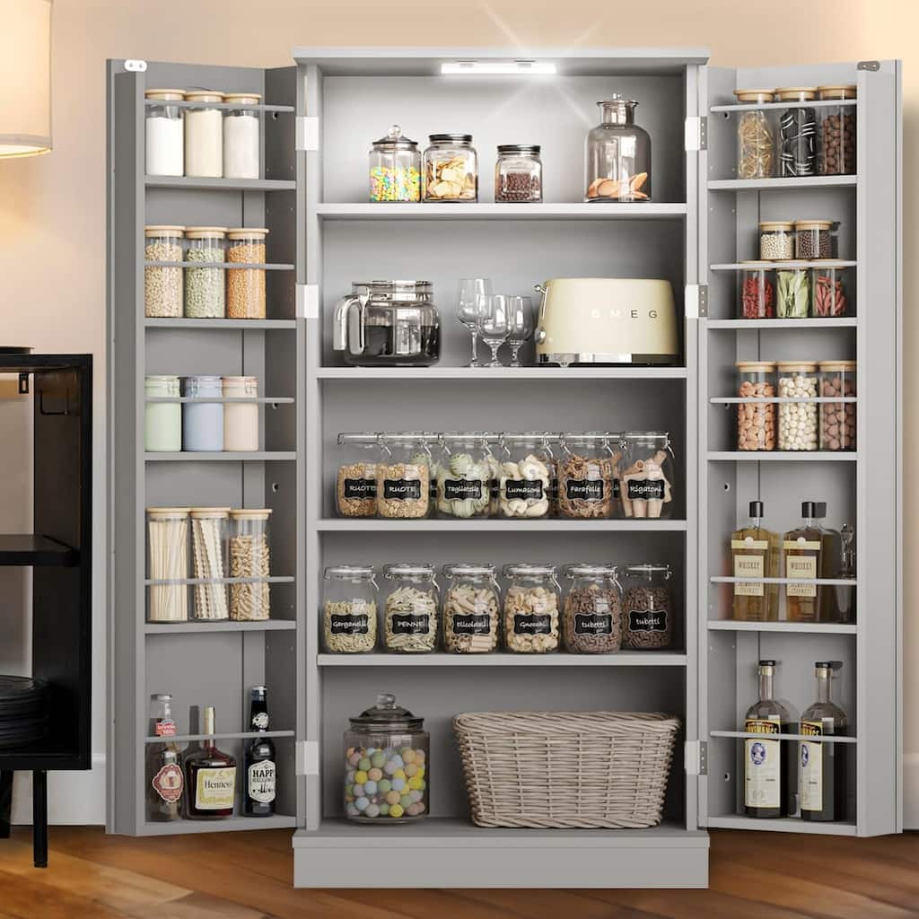 50-inch Adjustable Kitchen Pantry with Smart LED Light