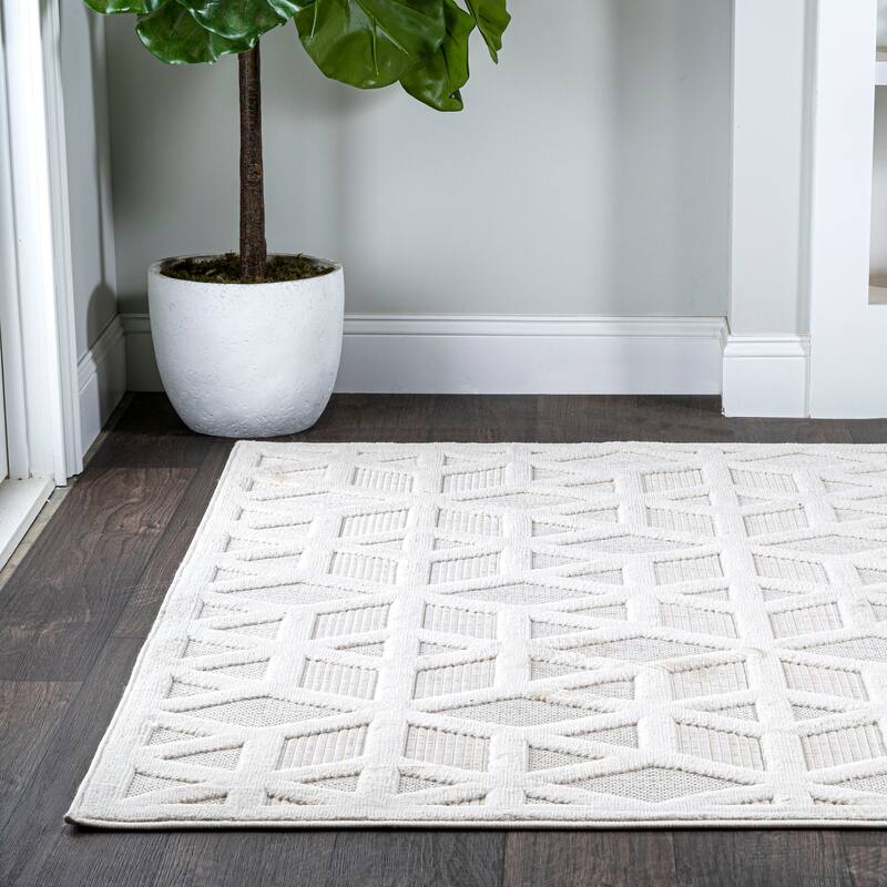 JONATHAN Y Peralta Neutral Geometric Indoor/Outdoor Area Rug
