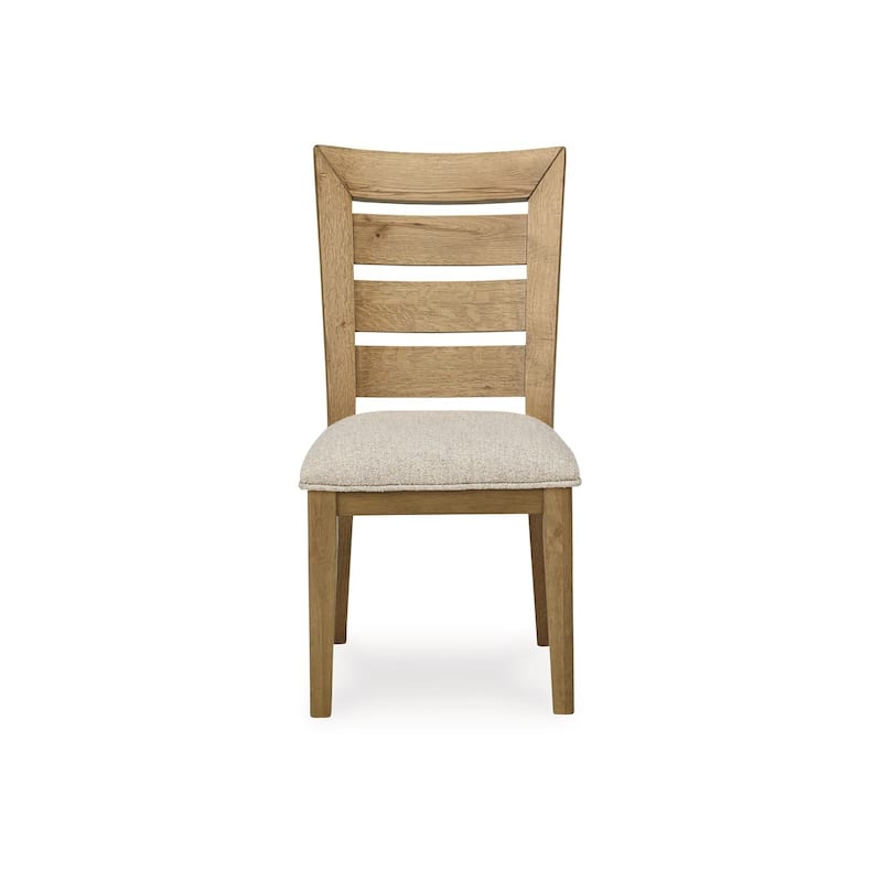 Brown/Gray Fabric Upholstered Wood Frame Dining Chair, Set of 2, Sturdy Dining Chair for Dining Rooms - 19.5