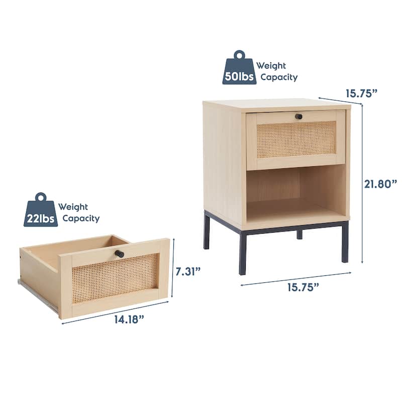 Nestl Wooden Rattan Night Stand
