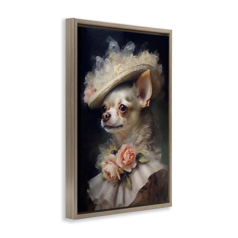 Stupell Classic Fashion Chihuahua Framed Floater Canvas Wall Art Design By Wumples