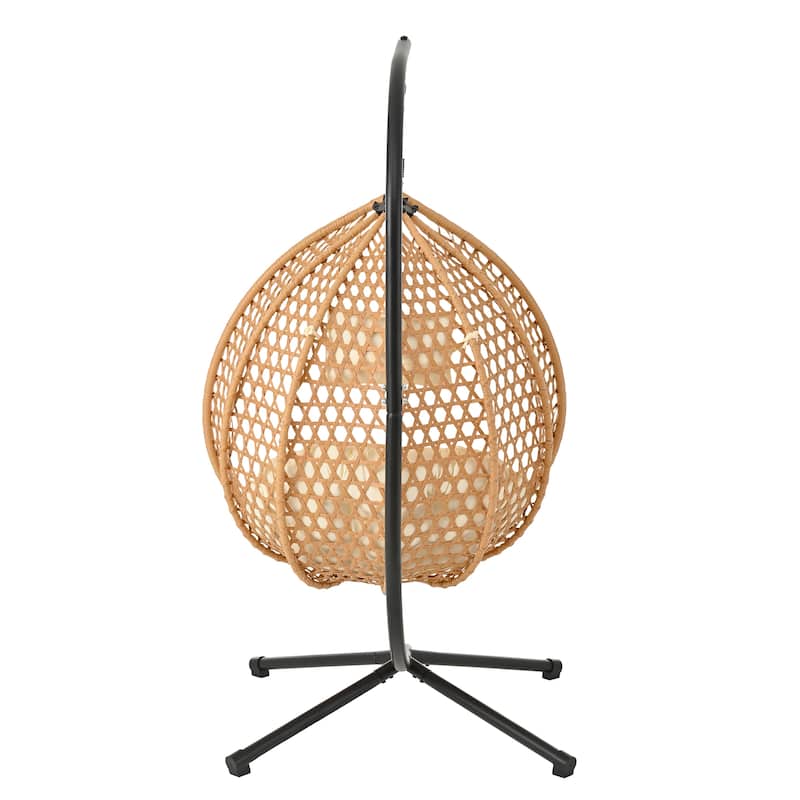 Sturdy Hammock Chair with Stand,Durable Hanging Egg Chair with Rattan Weaving,Comfortable chairs with Soft Removable Cushion