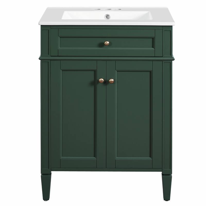 24" Bathroom Vanity with 2 Doors and Tip-Out Drawer - Bathroom Storage Cabinet with Sink