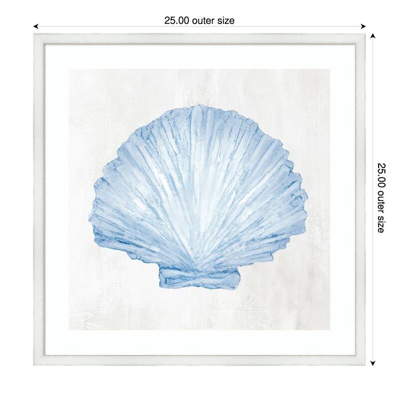 Light Blue Seashell No. 3 by Hannah Dawson Wood Framed Wall Art Print