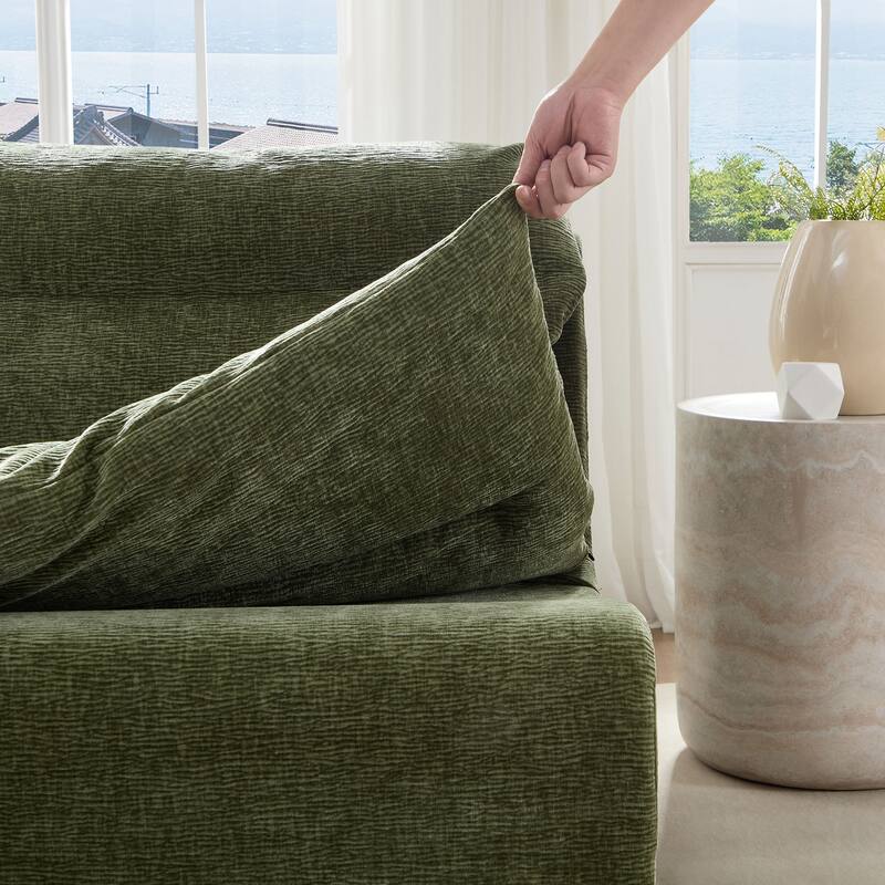 Modern 3-Seater Fully Compressible Modular Sofa, Armless Lounge Sofa with Removable Cover, Upholstered Couch for Living Room