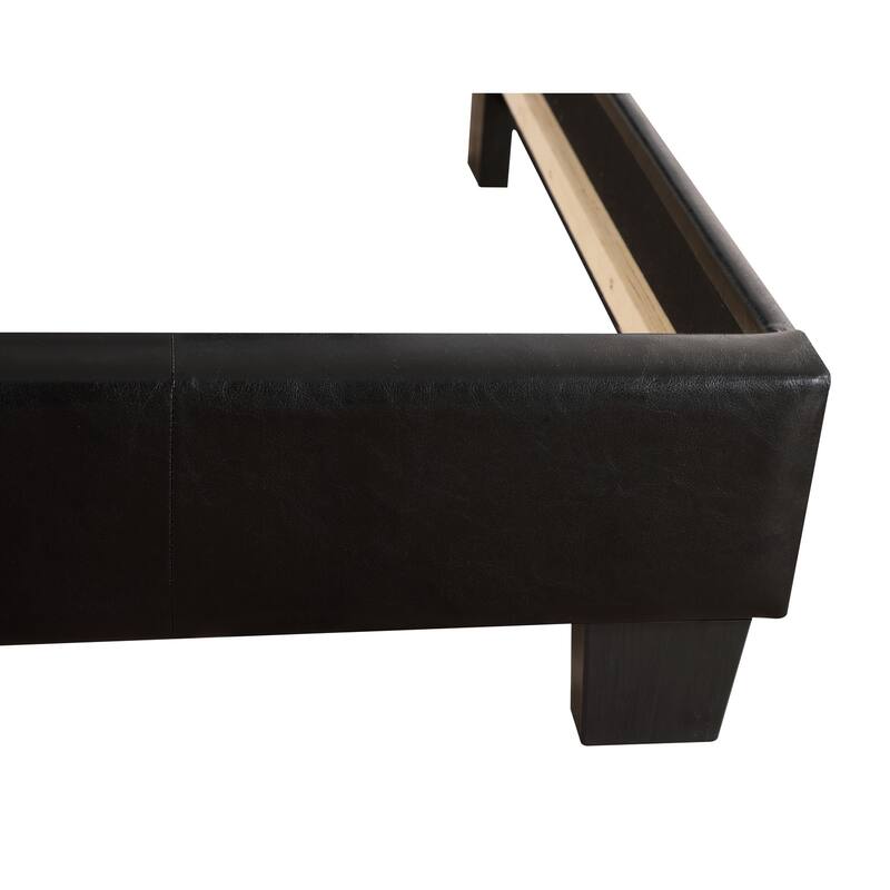 Twin Bed with Tufted Headboard & Slats - HomeStock Black Metal Frame (42"x77"x48")