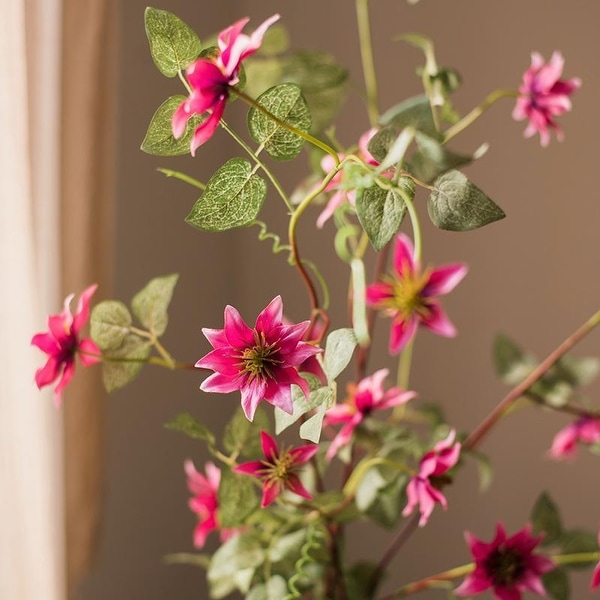 RusticReach German Clematis Flower Stem in Rose Pink 40" Tall