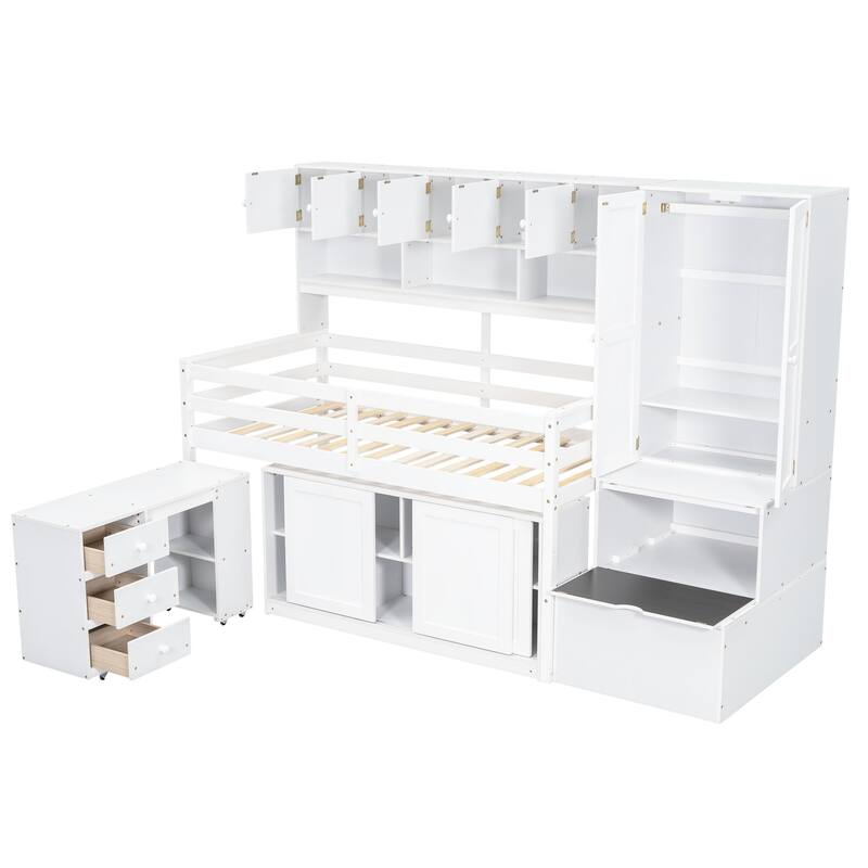Versatile Twin Size Loft Bed with Abundant Storage and Practical Desk for Efficient Bedroom Setup