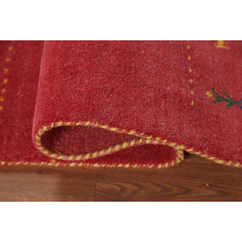 Pink Gabbeh Indian Foyer Rug Handmade Wool Carpet - 2'9"x 4'7"