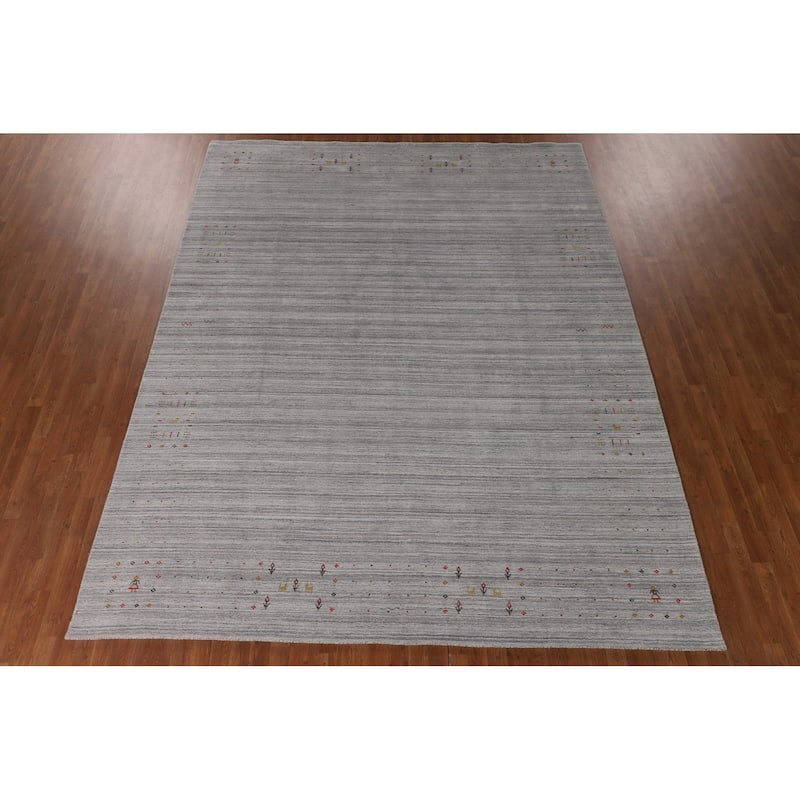 Striped Gabbeh Indian Area Rug Handmade Wool Carpet - 9'3" x 11'8"