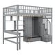 preview thumbnail 5 of 15, Multifunctional Design Loft Bed with Bookshelf, Drawers, Desk and Wardrobe, Full size, Grey