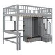preview thumbnail 20 of 48, Playhouse Inspired Full size Loft Bed with Bookshelf, Drawers, Desk and Wardrobe, Sturdy Construction & Unique Design, Espresso