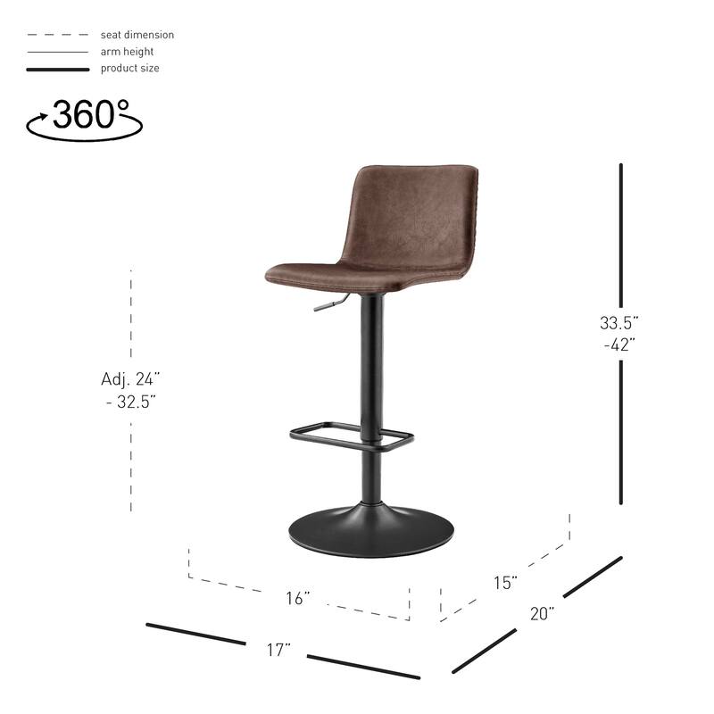 NPD Furniture Bruce Faux Leather Gaslift Bar Stool (Set of 2)