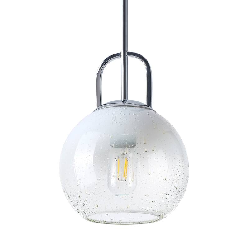 1-Light Pendant Light with Glass Shade for Bedroom Dining Room Kitchen - Chrome