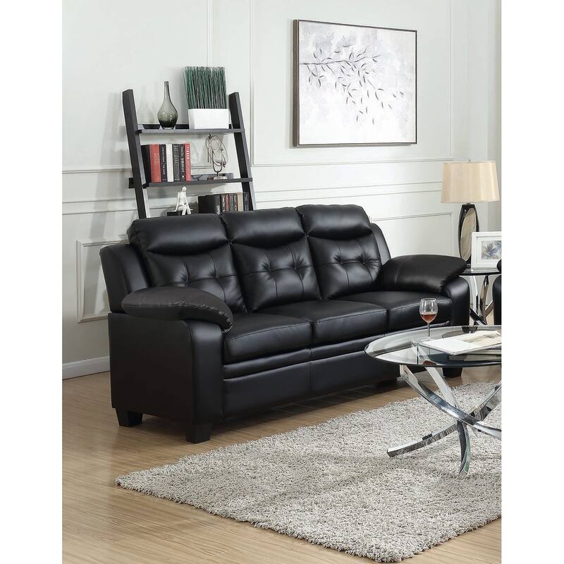 Upholstered Sofa with Tufted in Black Finish
