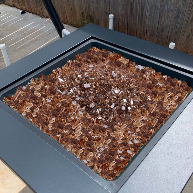 Copper Tempered Crushed Glass Fire Pit Rocks 10 lbs Heat Resistant - 1/4 inch