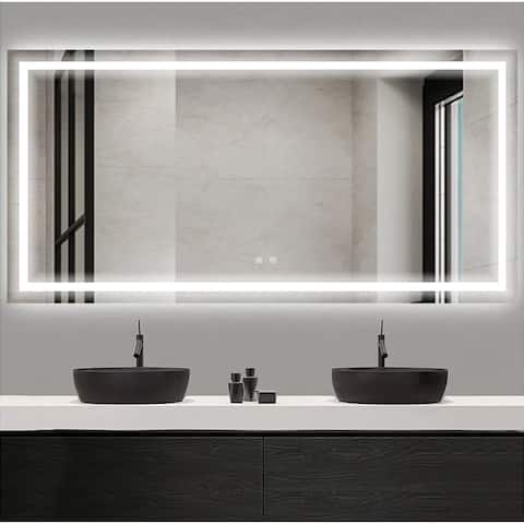 72 x 36 LED Bathroom Vanity Mirror Wall Mounted Anti-Fog Dimmable Mirror