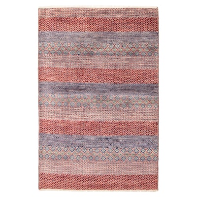ECARPETGALLERY Hand-knotted Silk Shadow Red Wool Rug - 4'1 x 5'5
