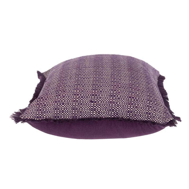 Striped Rectangular Throw Pillow with Fringes - 20" - Purple and Beige
