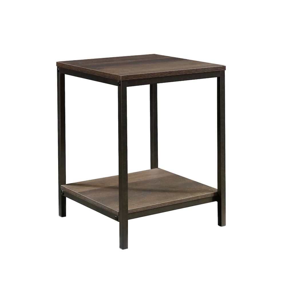 Wood Industrial Side Table with Open Shelving, Brown - 15.51" L x 15.51" W x 20.00" H