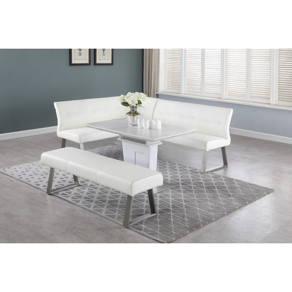 slide 2 of 5, Somette Amelia Marbleized Melamine Dining Set with Nook and Bench