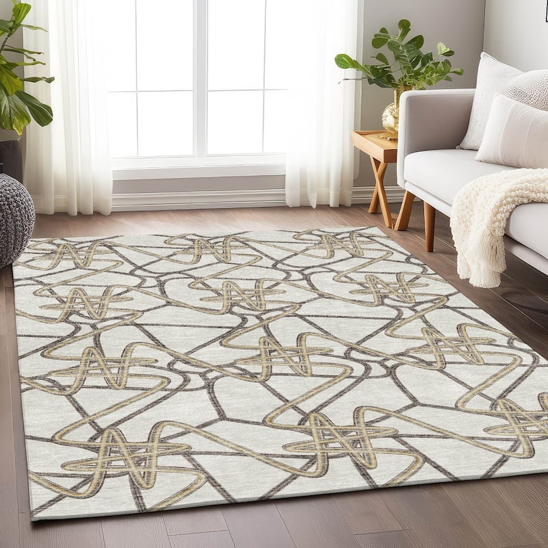 Premium Washable Super Soft Modern Maze Mayfield Rug - Ivory - 5' x 7'6"