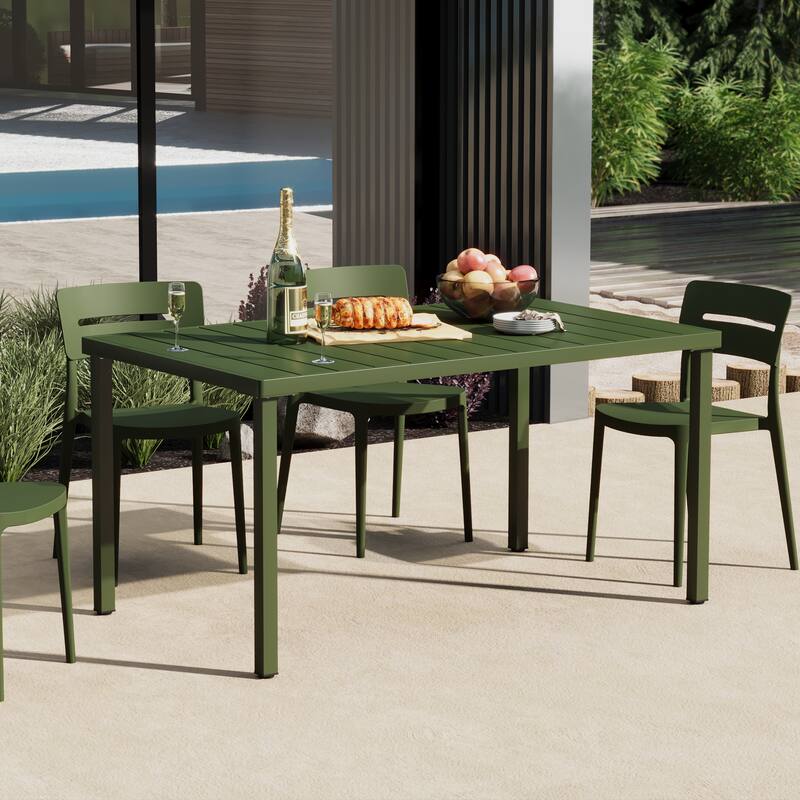 Frond and Form 59 Inch By 35.4 Inch Outdoor Steel Rectangular Dining Table