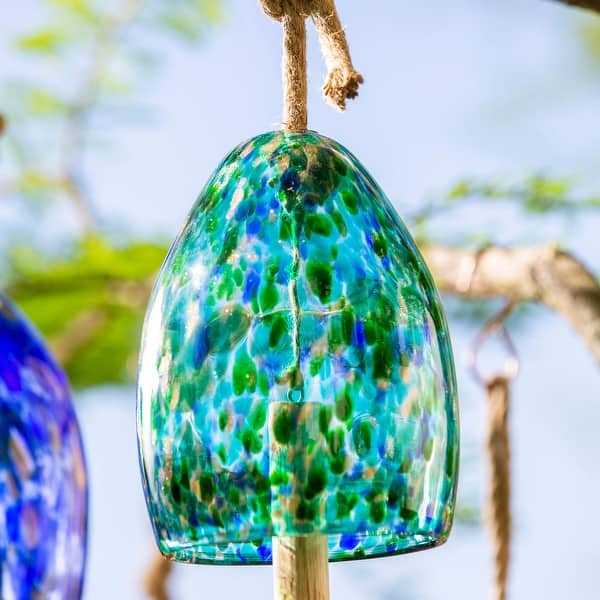 slide 2 of 2, Art Glass Speckle Turquoise Bell Chime