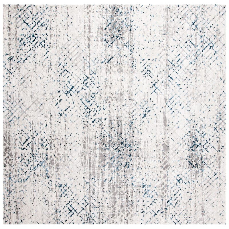 SAFAVIEH Amalfi Tieke Contemporary Abstract Rug - 6'7" Square - Cream/Navy