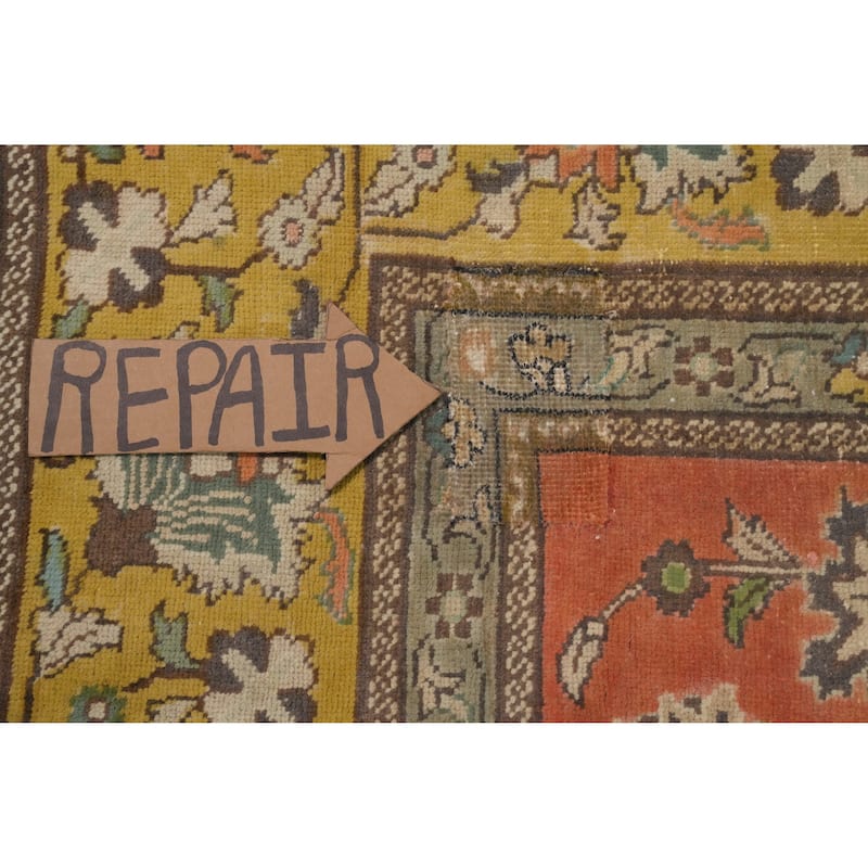 Hand Knotted Oriental 100% Wool Carpet Traditional All-Over Oranges & Rust Tabriz Area Rug - 11' 3'' X 7' 7''