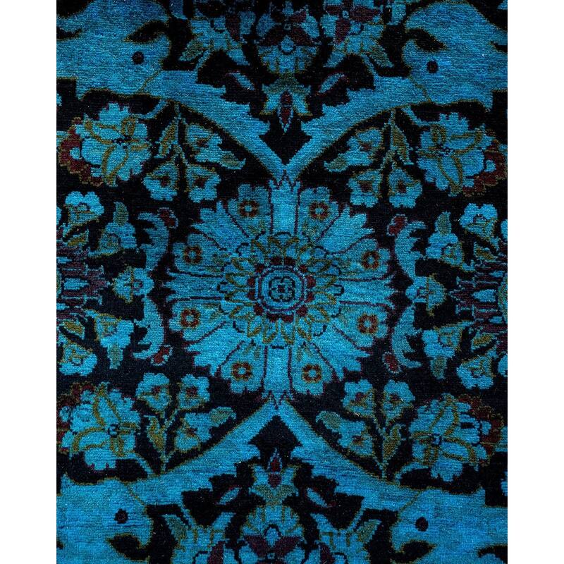 Overton Hand Knotted Wool Vintage Inspired Modern Contemporary Overdyed Black Area Rug - 6' 2" x 8' 2"