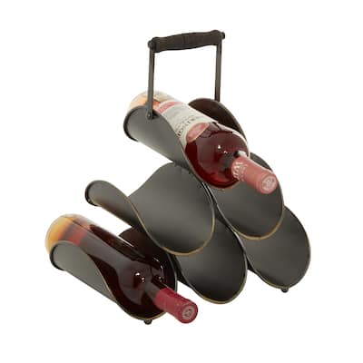 Metal 6 Bottle Wine Rack - Black - Roche River Decor - 14"W x 15"L x 13"H