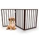 preview thumbnail 1 of 24, 3-Panel Indoor Foldable Dog Gate - 54x24-Inch Wood Freestanding Pet Fence Brown