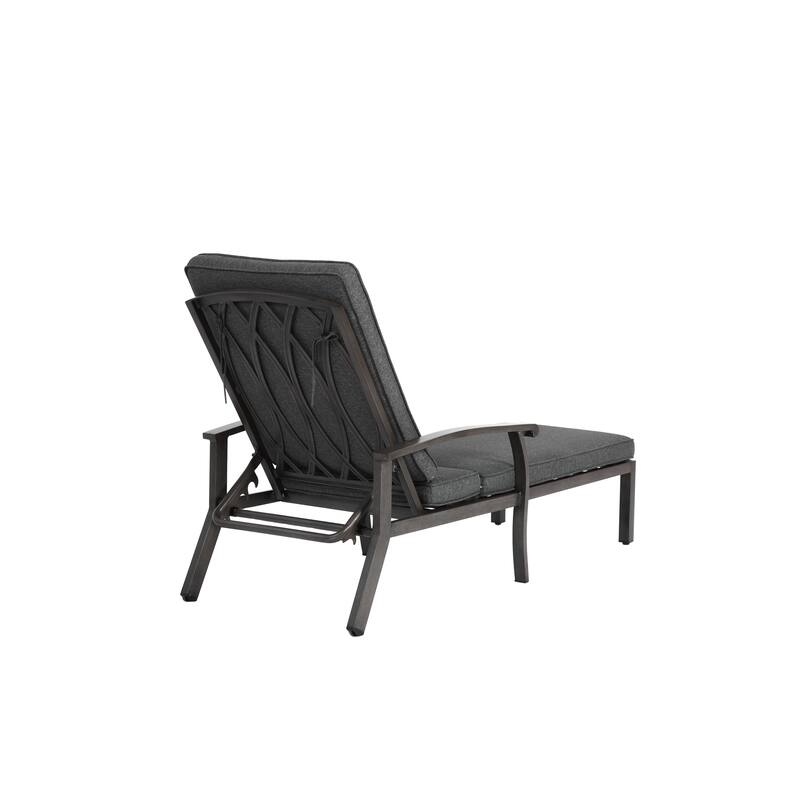 Aluminium Cast Lounge Chair, Adjustable Reclining Rust-Resistant Aluminum Cast Poolside Chaise Lounge