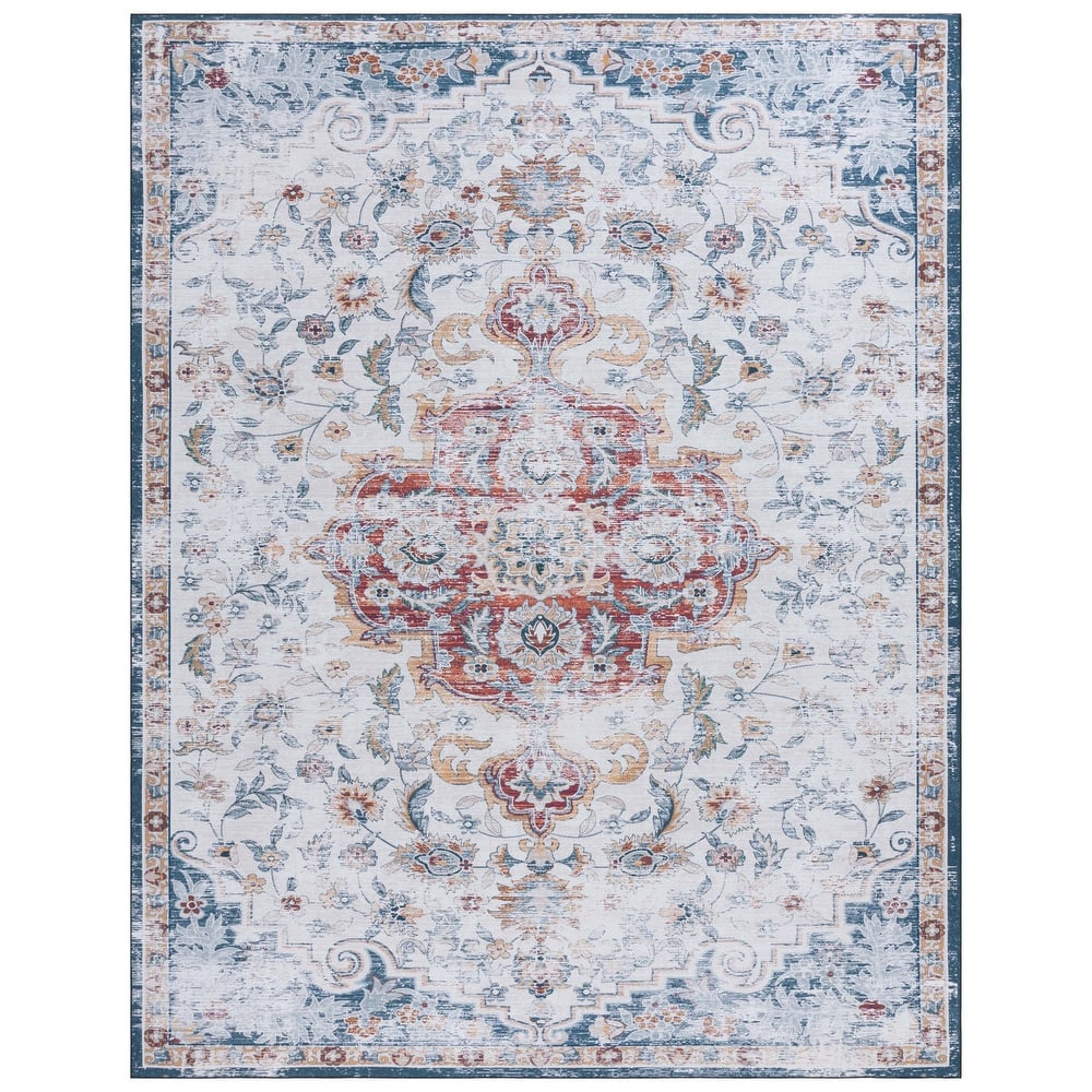 SAFAVIEH Tucson Machine Washable Slip Resistant Harmanda Oriental Medallion