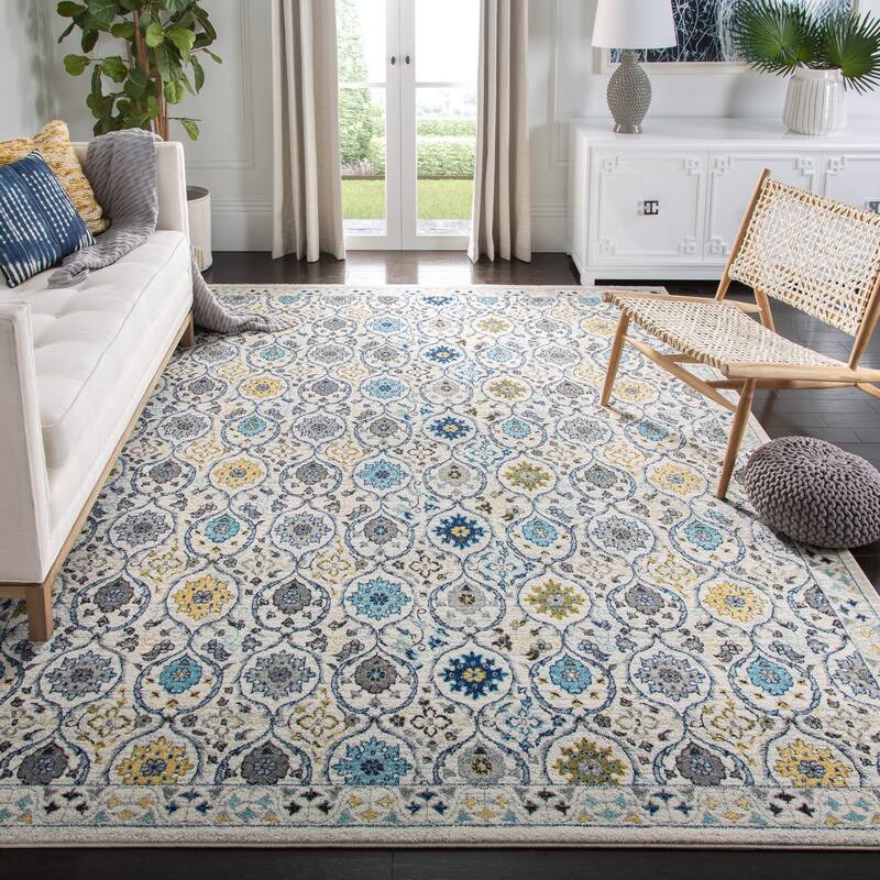 SAFAVIEH Evoke Malika Floral Damask Boho Rug - 9' x 12' - Ivory/Blue