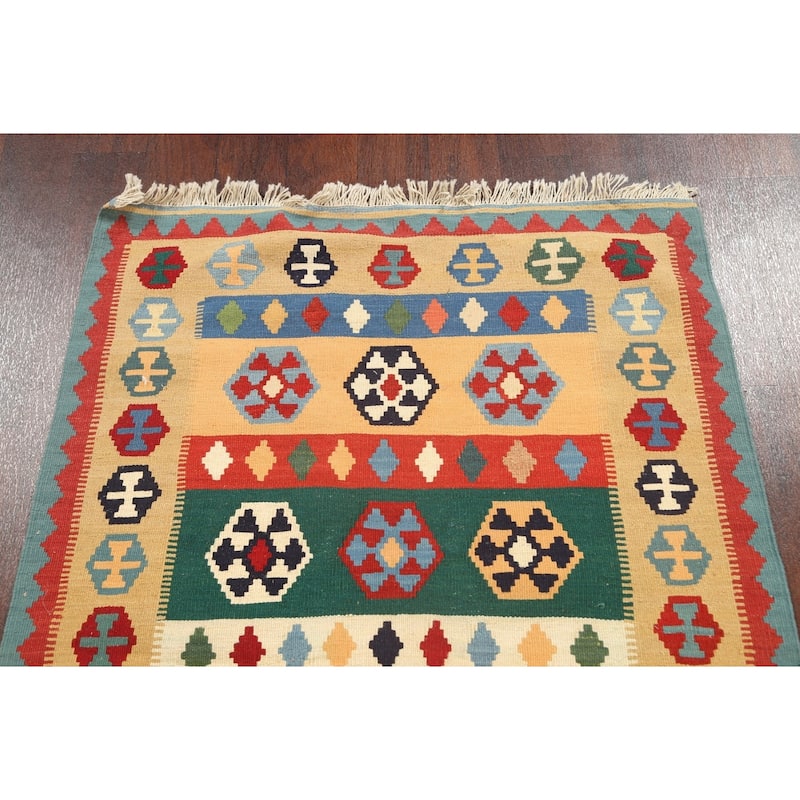 South-western Tribal Kilim Shiraz Persian Wool Area Rug Flat-woven - 3'5" x 5'0"
