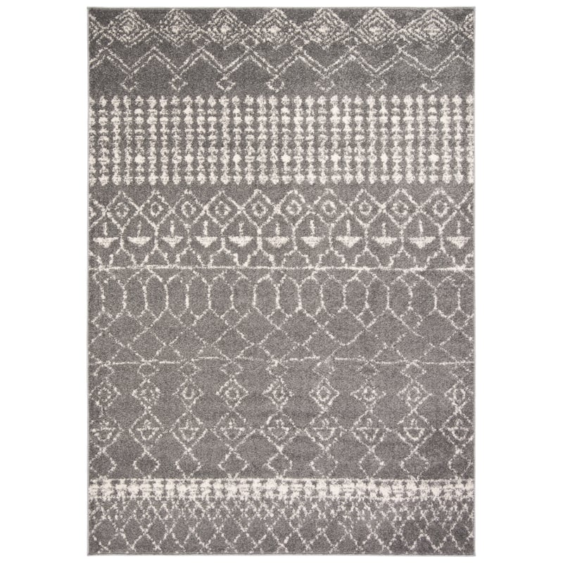 SAFAVIEH Tulum Giorgina Rustic Moroccan Boho Tribal Rug - Grey/Ivory - 4' x 6'