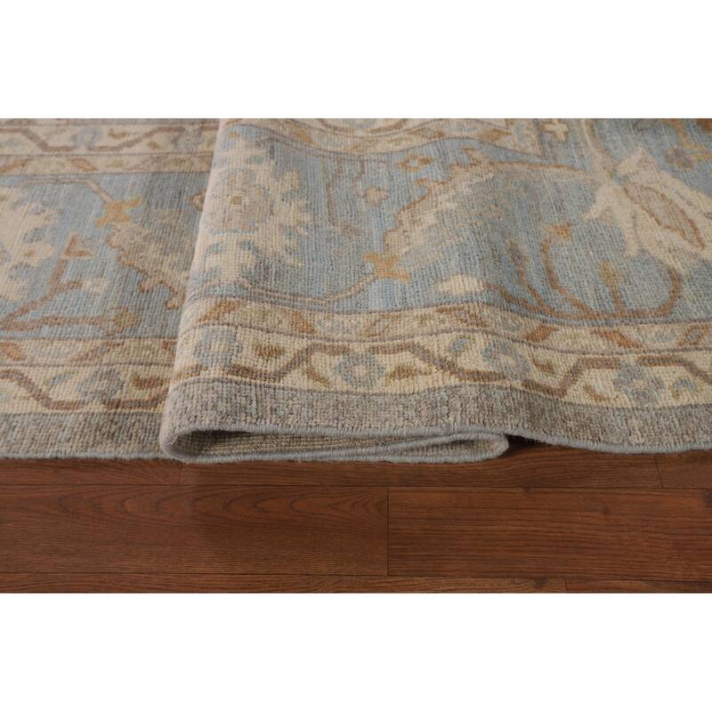 Vegetable Dye Oushak Turkish Area Rug Handmade Floral Wool Carpet - 9'4"x 12'4"