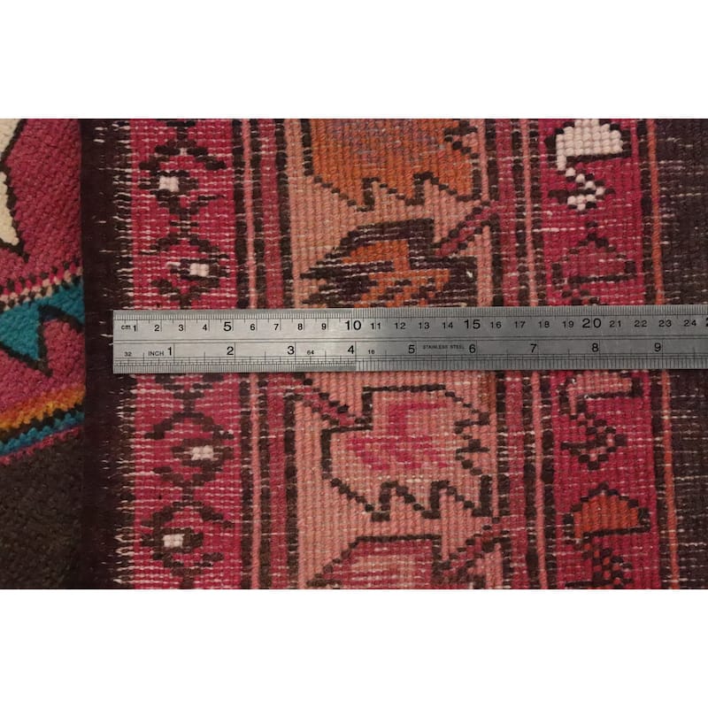 Hand Knotted Oriental 100% Wool Carpet Traditional Tribal Pink Ardebil Runner Rug - 10' 4'' X 3' 11''