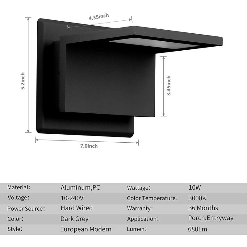 Inowel Wall Light Outdoor LED Lamp Sconce Lantern 10W 680Lm
