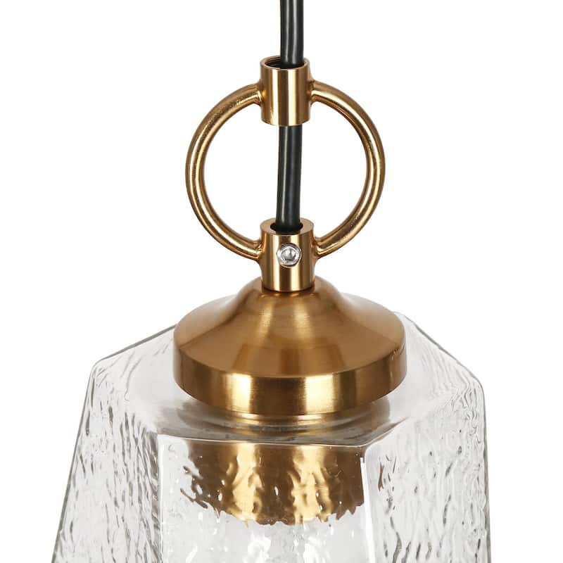 Modern 3-Light Gold Chandelier Textured Glass Kitchen Island Lights - W 25.1" x H 72.9"