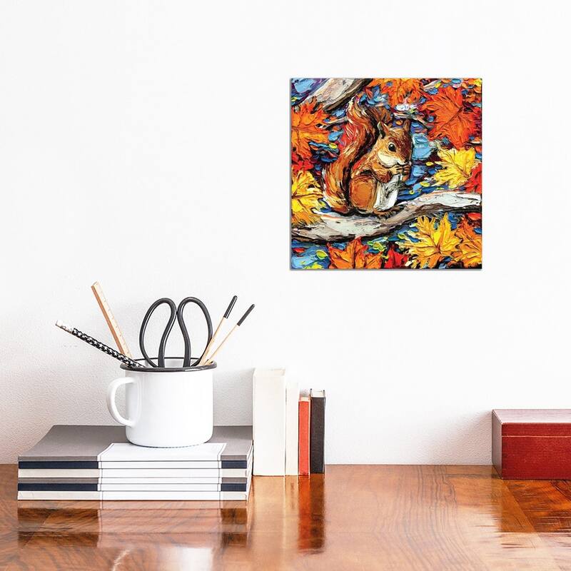 iCanvas "Squirreling Away" by Aja Trier Canvas Print - 12x12x1.5