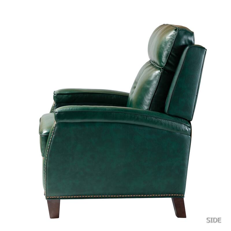 Gaspar Mid-Century Modern Genuine Leather Pushback Recliner with Wood legs Set of 2 by HULALA HOME