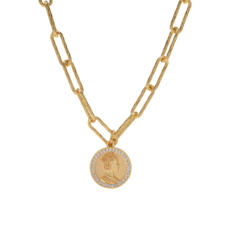 Victoria Townsend Gold Plated Cubic Zirconia Coin Diamond Cut Chain Necklace