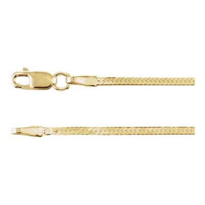 Curata 14k Yellow Gold 1.6mm Herringbone Chain Necklace (Lobster)
