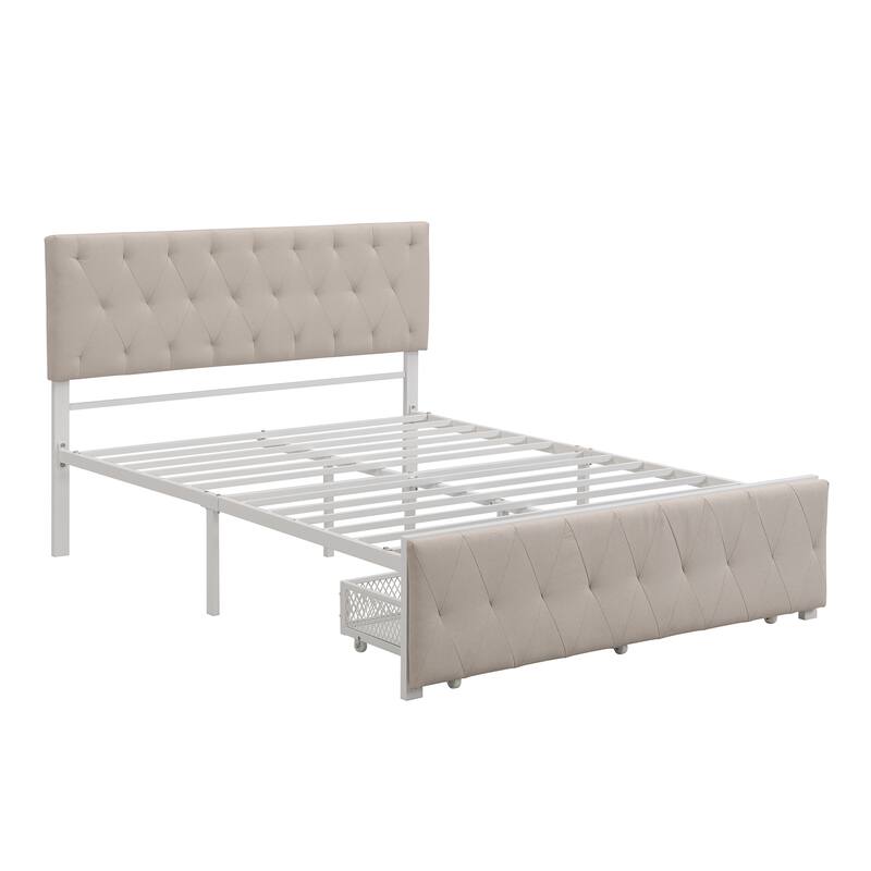 Storage Bed Metal Platform Bed with a Big Drawer