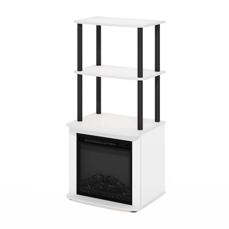 Furinno Turn-N-Tube 2-Tier Tall TV Entertainment Side Table Display Rack with Fireplace Insert