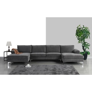 Modern XL Velvet Upholstery U-shaped Sectional Sofa
