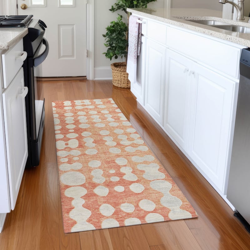 Premium Washable Super Soft Modern Connect Mayfield Rug - Coral - 2'3" x 7'6"